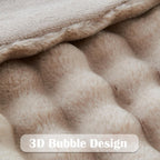 NEWCOSPLAY Faux Fur Twin Blanket Linen Bubble Blanket Thick Warm Soft for Couch Sofa Bed 550GSM (Linen, Twin(60"x80"))