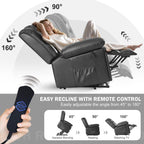 Electric Power Lift Recliner Chair for Elderly with Heat & Massage, Breathable Leather Large Reclining Chairs w/2 Concealed Cup Holders for Seniors Home Living Room,Set of 2,Grey