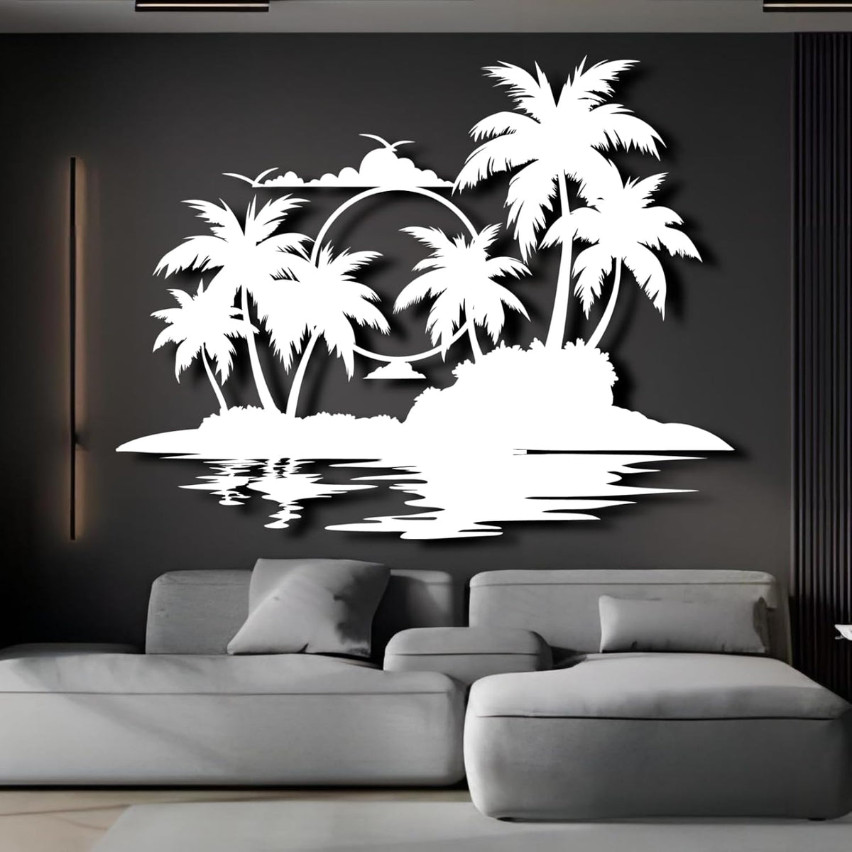 Palm Tree Metal Wall Decor,Palm Tree Metal Wall Art,Metal Palm Tree,Metal Palm Tree Wall Decor,Tropical Metal Wall Art,Beach Wall Decort,Metal Wall Decor (style 2,black,24 L" x 19 W" / 60 x 47 cm)