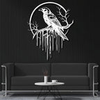 Crow Metal Wall Decor, Raven Wall Art, Large Gothic Raven Decor Hangings, Bird Wall Decor, Metal Tree Branch Decor, Ravens Sign, Raven Art for Living Room (Black, 31"x25" | 80x64cm, metal wall art)