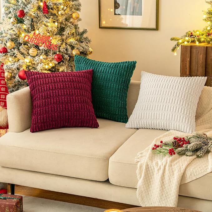 MIULEE Corduroy Decorative Throw Pillow Covers 18x18 Pure White Pack of 2 | - Image 11