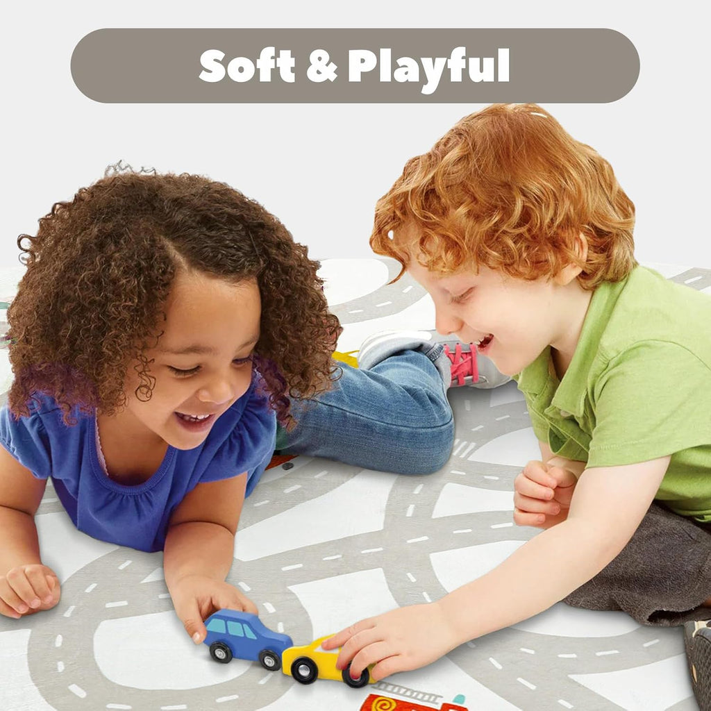 STARUIA Grey Kids Rug for Playroom, 5'x7' Washable Road Rug for Kids Bedroom, Non-Slip Car Rugs for Nursery, Large Traffic Play Mat Utral Soft Baby Carpet for Boys Girls Dorm Toy Room Tent