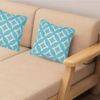 Embroidered Decorative Throw Pillow Cover, 18"x18" Set of 2, Farmhouse Pillowcase Blue Knit Pattern Cotton Canvas Cushion Case Square Floral Pillow Case for Sofa Couch Bed Living Room