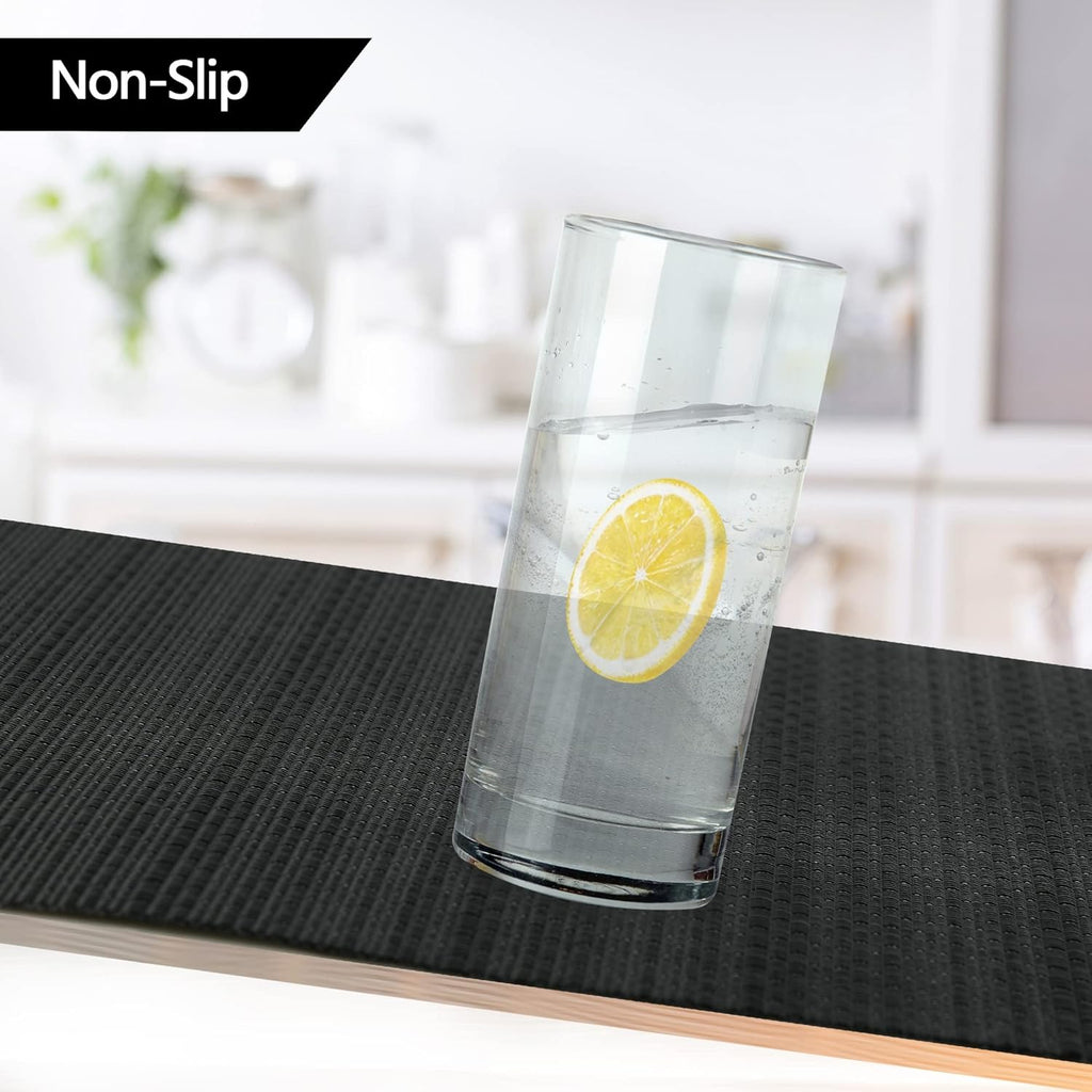 Black Placemats Set of 4 - Easy Clean Washable Vinyl Placemats - Wipeable Heat Proof Table Mats for Dining Table - 17x12 Inch (Pure Black, 4)