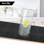 Black Placemats Set of 4 - Easy Clean Washable Vinyl Placemats - Wipeable Heat Proof Table Mats for Dining Table - 17x12 Inch (Pure Black, 4)