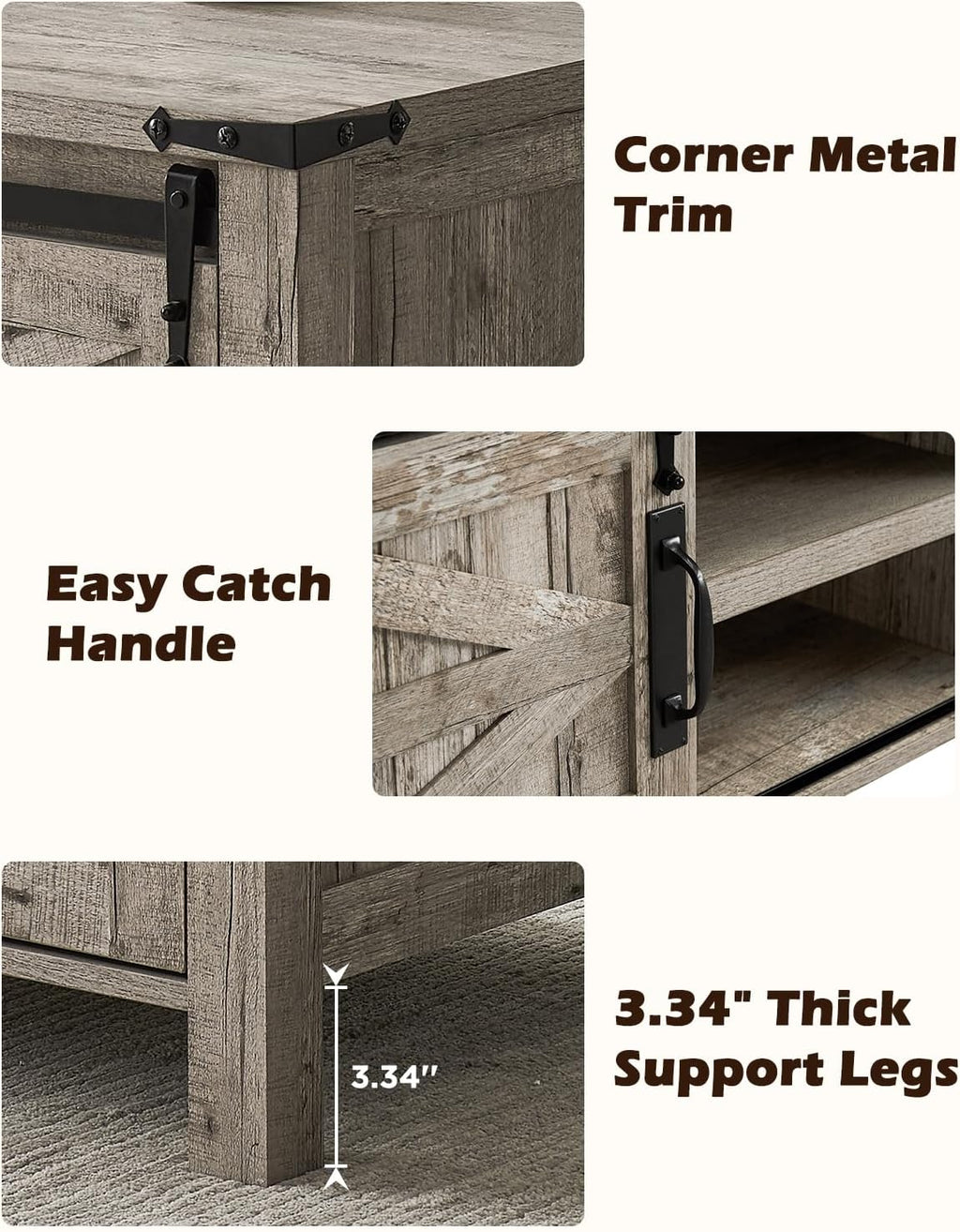 OKD 48" Farmhouse Lift Top Coffee Table with Sliding Barn Door, Rustic Center Table w/Hidden Storage Compartment, Lift Tabletop Dining Table w/Adjustable Shelf for Living Room,Light Rustic Oak