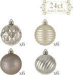 Valery Madelyn Christmas Ornaments Tree Decorations Set for Fall Halloween, 24ct Champagne Gold Shatterproof Ball Ornaments, 2.36" Hanging Ornament Bulk for Xmas Holiday Party Decor