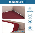 H.VERSAILTEX Super Stretch Individual Seat Cushion Covers Sofa Covers Couch Cushion Covers Slipcover Sets Thick Jacquard Textured Twill Fabric (1 Piece Loveseat Cushion Cover, Burgundy Red)