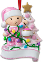 Personalized 2nd Christmas Ornament 2025 | Custom Name & Year | Baby Girl Toddler Decorating Tree with Ornaments | Cute Keepsake for Granddaughter, Babys First, Second, 3rd, Baby's Little Great Kids