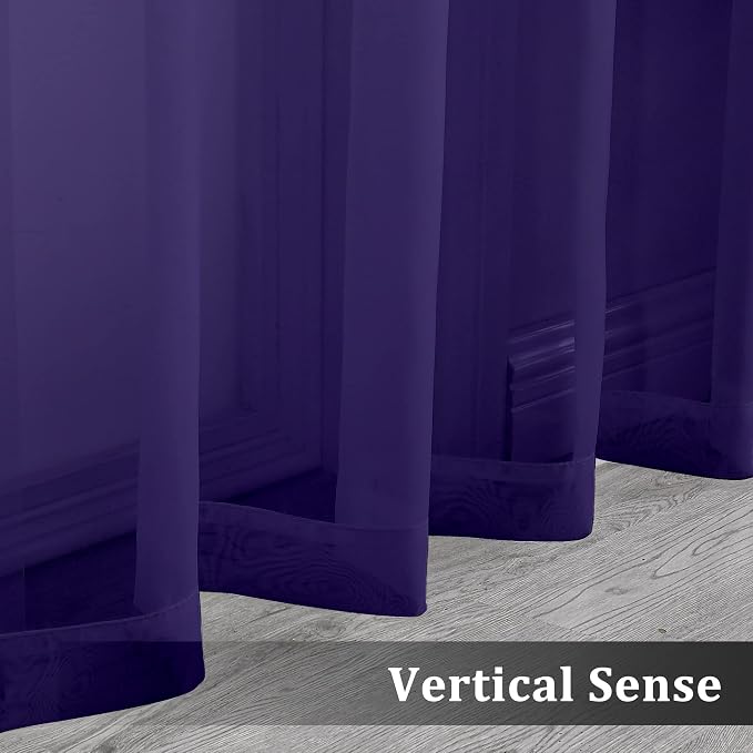 Purple Sheer Curtains 84 Inches Long 2 Panels, Light Filtering Window Sheer - Image 5