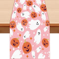 Halloween Table Runner Cute Spooky Ghost Pumpkin Table Linen Runner Pink Kitchen Dining Decoration Holiday Halloween Table Decoration for Holiday Indoor Outdoor Home Party Decor 13x72 Inch