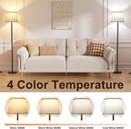 【Upgraded Floor Lamps for Living Room, Modern Floor Lamp with Remote Control, Dimmable Colors Temperature Standing Lamp Foot Switch, 9W Bulb Tall Lamps for Bedroom Office Kid Room - Grey