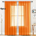 SpaceDresser Orange Sheer Curtains 4 Panels Rod Pocket Semi-Sheer Curtain 54 - Image 2