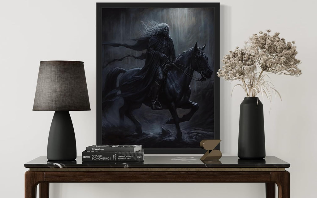 Black Dark Knight Poster Art Print, Halloween Scary Vintage Wall Art Academia Spooky Painting Decoration for Horror Prints, Gothic Posters Bedroom Decor 89 (Black Dark Knight, 16 x 20 inches, Unframed)