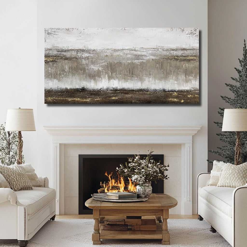 Black Painting Traditional Wall Decor Abstract Wall Art Large Pictures Grey Wall Decorations Vintage Walls for Living Room Dining Room 24"x48"