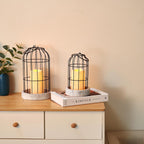 PHOSPHOR Rustic Farmhouse Decor Lantern Set of 2 Modern Farmhouse Decorative Indoor for Kitchen Fireplace Centerpiece Table Dinning Living Room