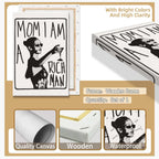 Mom I Am A Rich Man Aesthetic Retro Music Goblet Poster Feminist canvas Wall Art Vintage Bar Cart Wall Decor Preppy Dorm Decor Unique Wall Art prints painting 12x16in Framed