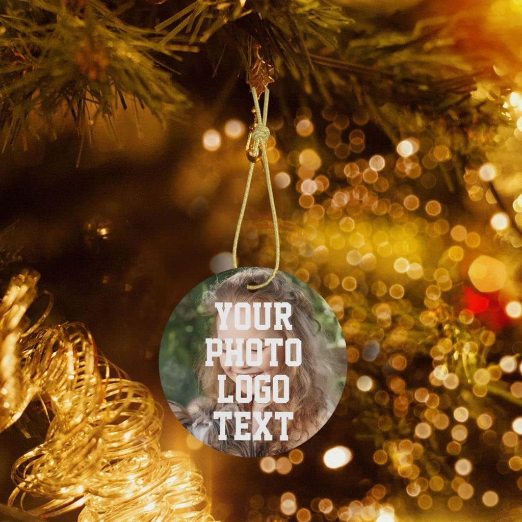 Custom Unique Photo Christmas Ornaments Personalized Family Xmas Tree Ornament with Your Picture and Text 2022 Round Ornament, Decoration Gift (Round)