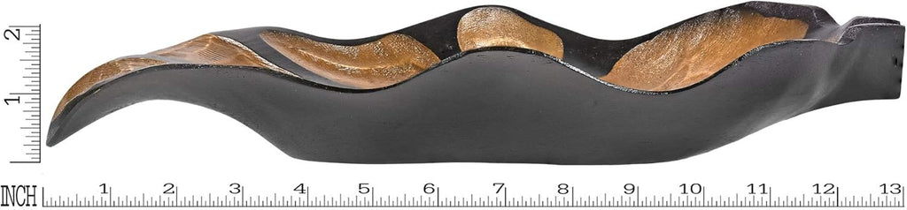 AeraVida Nature Inspired Handcarved Curvy Leaf Shaped 2-Tone Stained Wooden Serving Bowl or Dish for Tropical Chic Home Décor & Kitchen Accessories