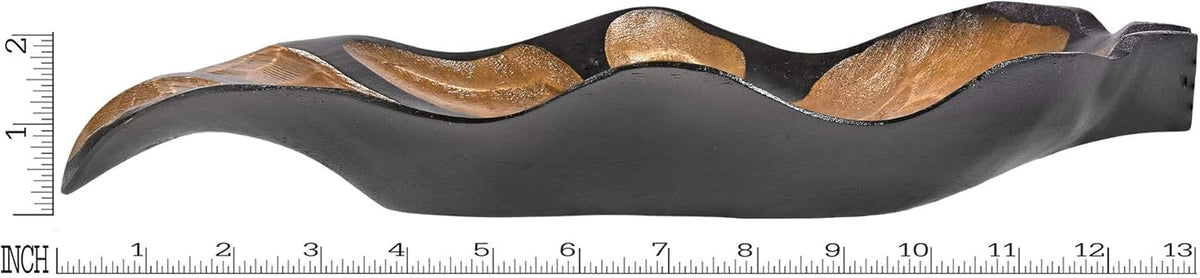 AeraVida Nature Inspired Handcarved Curvy Leaf Shaped 2-Tone Stained Wooden Serving Bowl or Dish for Tropical Chic Home Décor & Kitchen Accessories