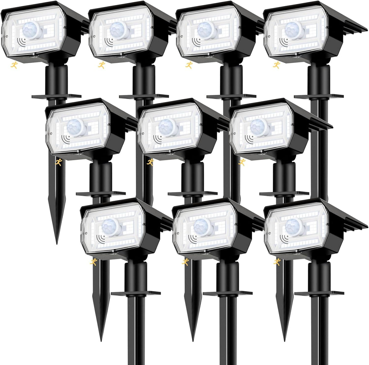 nipify 10 Pack Solar Lights Outdoor Waterproof, 3 Modes Motion Sensor Spot Lights,Solar Powered Spotlights 2-in-1 Auto On/Off Landscape Lighting for Outside Yard Wall Garden, Cool White
