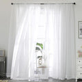 Sheer Curtains 84 Inches Long 2 Panels Set, Sheer White Curtains by OWENIE