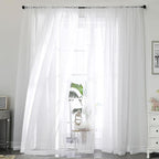 Sheer White Curtains, Sheer Curtains 96 inches Long 2 Panels Set, Rod Pocket by OWENIE