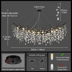 Modern Black Rectangle Crystal Tree Branch Chandelier, 55" 16-Light K9 Crystal Chandeliers for Dining Room, Rectangular Dining Room Chandelier Over Table,for High Ceiling,Kitchen