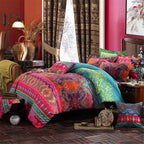 ABREEZE 3Pcs Bohemia Retro Bedding Ethnic Vintage Floral Duvet Cover Boho Bedding 100% Brushed Cotton Bedding Sets Damask Paisley Coloful Mandala Down Comforter Cover,Queen