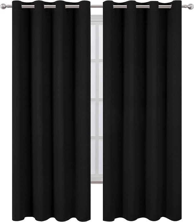 Blackout Curtains 66 x 95 inch/Black Curtains Set of 2 Panels/Thermal Insulated - Image 2