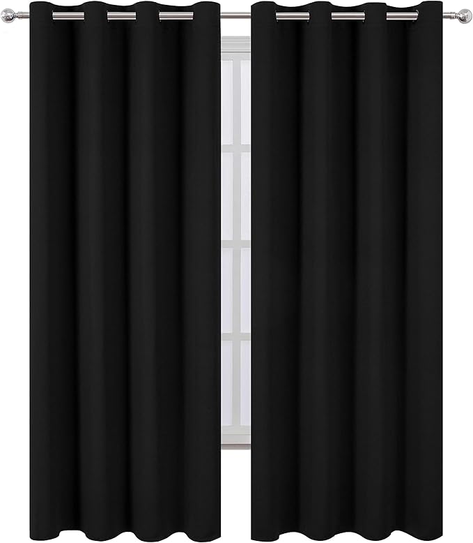 Blackout Curtains 52 x 108 inch/Black Curtains Set of 2 Panels/Thermal - Image 2