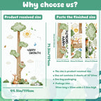 3D Cartoon Height Chart for Kids, DIY Growth Stickers, Removable Height Wall Chart for Kids Nursery, Bedroom, Bathroom
