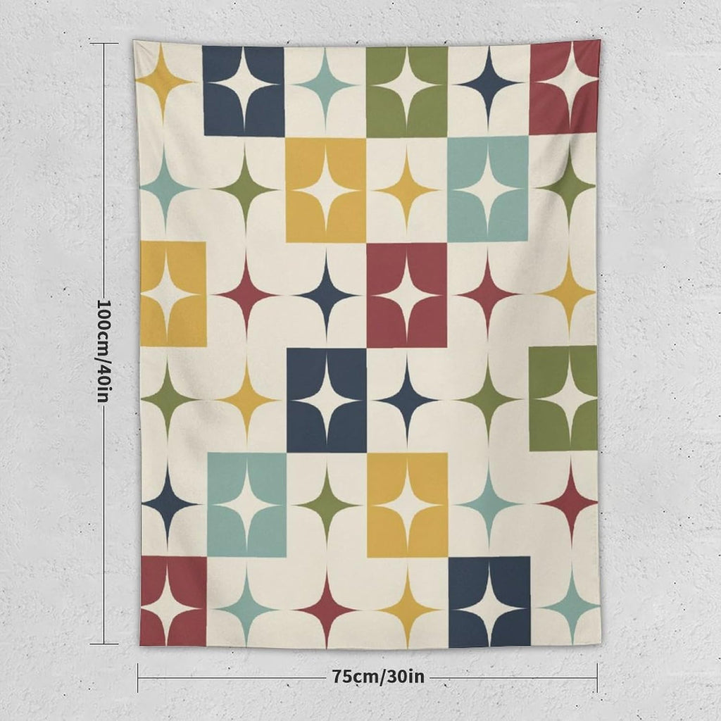 ICMOLYYENLO Boho Medieval Cat Tapestry, Abstract Atomic Starburst Geometric Aesthetic Art Wall Hanging For Bedroom Living Room Dormitory 30x40 Inches