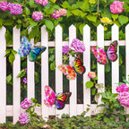 Metal Butterfly Wall Decor, 9.6" Outdoor Wall Decor Metal Yard Art, Flowers Wings Butterfly Outdoor Decor for Garden Patio Fence Outside Living Room Bedroom(4 Pack)
