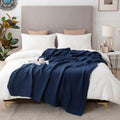 EMME Cotton Blanket Queen Size for Bed Soft Large Muslin Bed Blankets 90"x90" Lightweight Breathable All Season Gauze Blanket, Navy