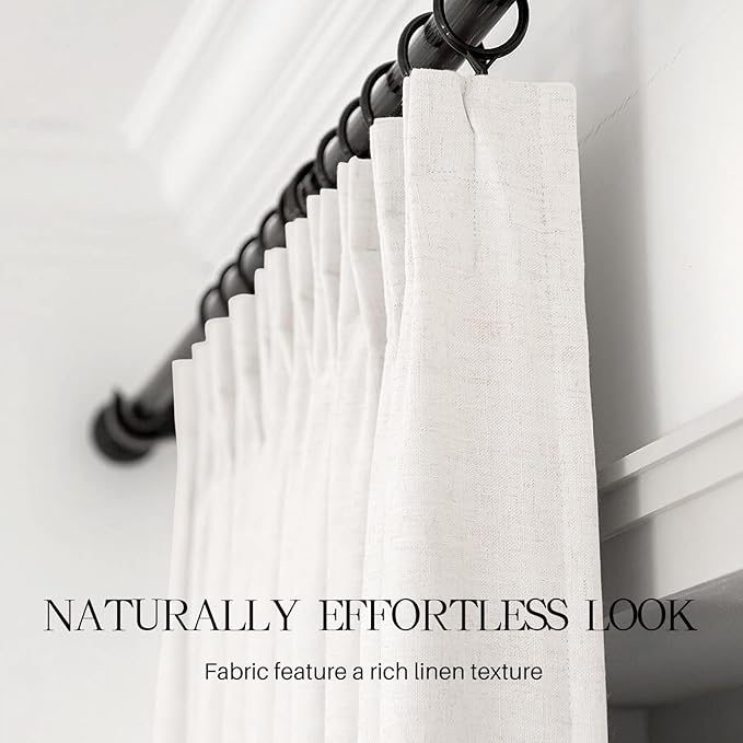 AUSSPVOCT Pinch Pleated 90 Inch Linen Curtains 100% Blackout - Image 5