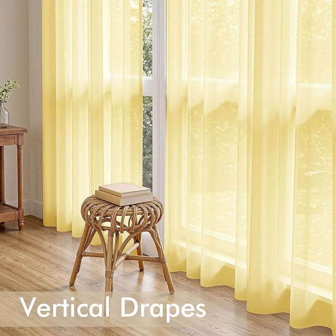 MIULEE Yellow Sheer Curtains 90 Inches Long 4 Panels 42 x 90 Inches | Light - Image 5