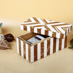 Handicrafts Home Handmade Chevron Pattern Decorative Box - Storage Organizer, Decor Centrepiece, Memory Keepsakes, Home Decor - Boho Style Treasure Box, Multipurpose Gift - Brown, 10x5x5