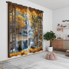 Landscape Blackout Curtains for Girls Boys Teens Home Decor, Nature 3D Autumn Fall Forest Maples Grommet Thermal Insulated Drapes Darkening Window Curtain for Bedroom Living Room, 63 x 63 Inch