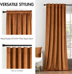 MIULEE Velvet Curtains 52x108 inches 2 Panels Gold Brown Blackout Curtains | - Image 2