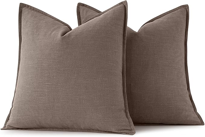 MIULEE Decorative Linen Pillow Covers 20x20 Inch Malt Ball | Boho Farmhouse​ - Image 6