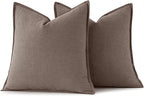 MIULEE Decorative Linen Pillow Covers 18x18 Inch Malt Ball | Boho Farmhouse​ - Image 6