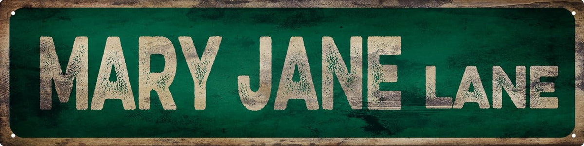 Vintage Tin Sign Retro Metal Mary Jane Lane Signs Stylish Wall Art Plaques for Home Decor Bathroom Kitchen House and Gothic Wall Decor or as a Unique Poster 16x4 in