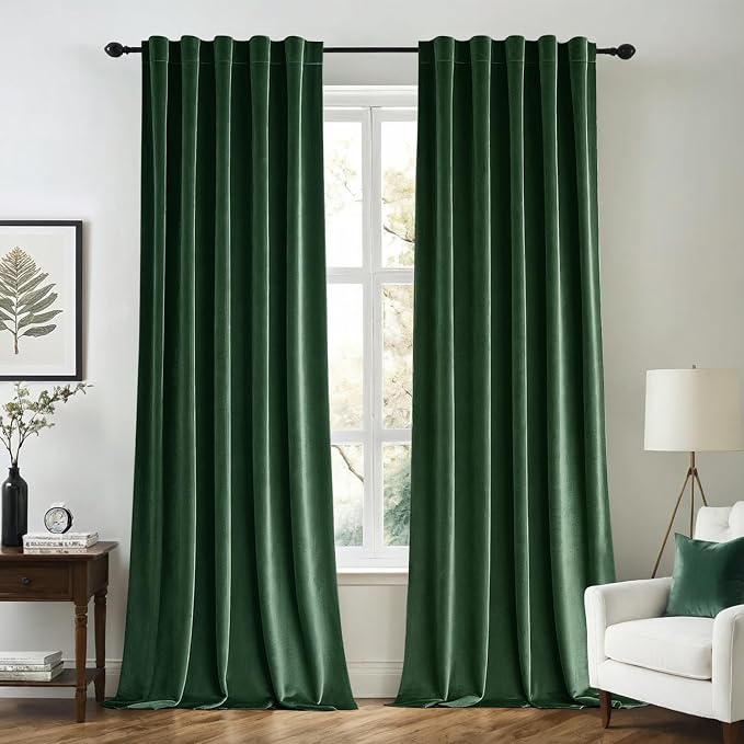 MIULEE Velvet Blackout Curtains 52x108 inches 2 Panels Hunter Green | Luxury by MIULEE