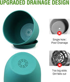 9/8/7.5 inch Flower Pots, 3 Pack Modern Plastic Planters with Drainage Holes and Trays for House Plants, Plant Pots for Indoor Outdoor Plants, Blue Green