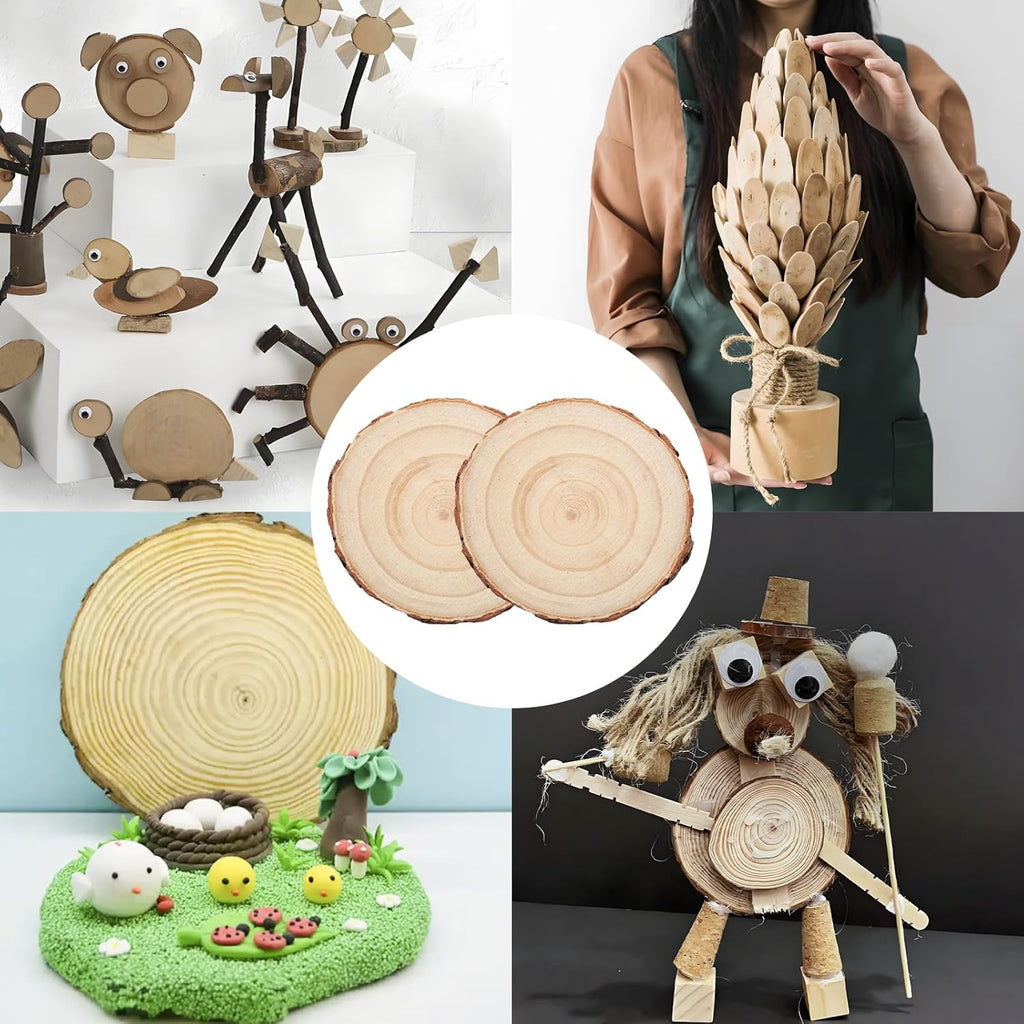 Natural Wood Slices for Wedding Decor, Christmas Ornaments – 20PCS 4.3-4.7 Inch Unfinished Predrilled Wooden Circles, DIY Crafts & Arts