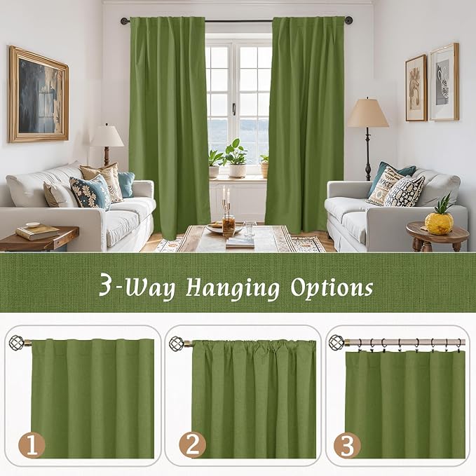 Full Blackout Linen Bedroom Curtains 54 Inch - Image 9