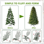 7.5ft Pre-lit Artificial Christmas Tree with 798 Warm White & Multi-Color LED Lights, 1900 Branch Tips, 3-Minute Quick Power Connect Pencil Xmas Tree for Holiday Decoration Home and Party