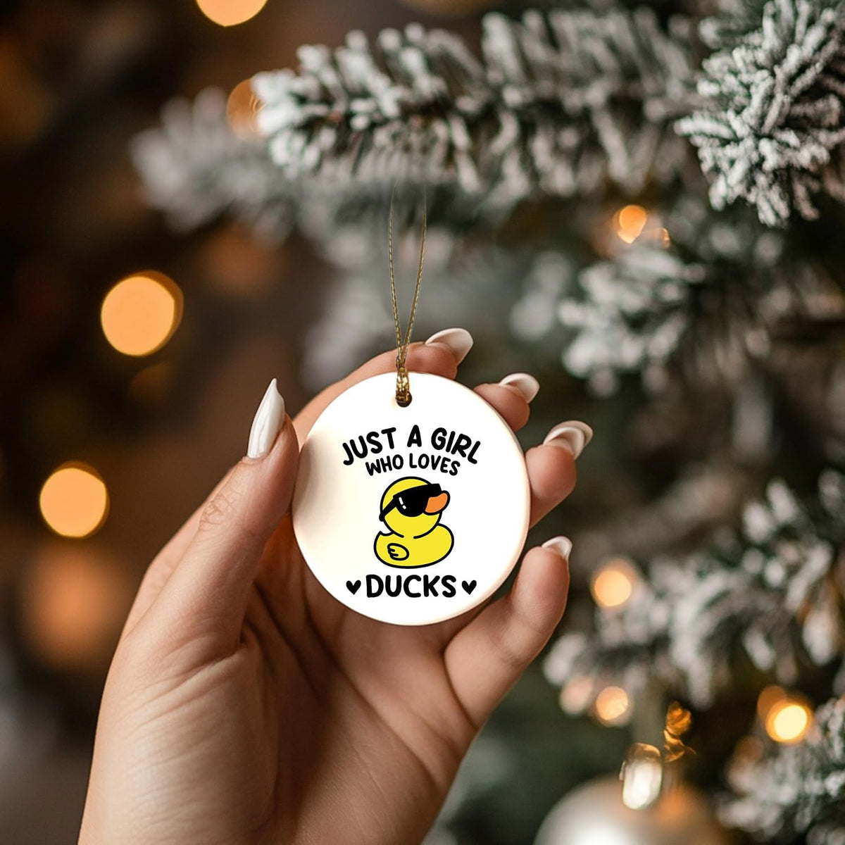Just a Girl Who Loves Ducks Ceramic Ornament for Christmas Tree - Duck Decorative Hanging Ornament Gift