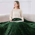 BEDELITE Striped Fleece Throw Blanket, Forest Green, Soft Cozy, Lightweight Warm - Image 3